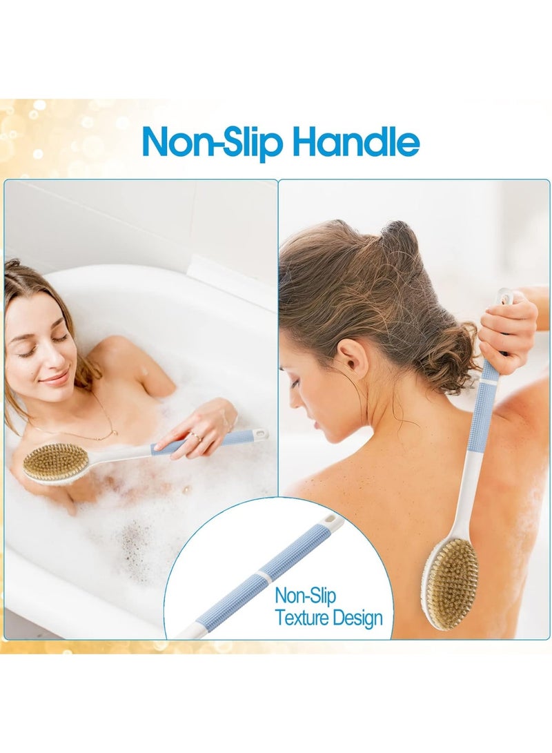 Scrubber Anti Slip for Shower,Brush Long Handle with Stiff and Soft Bristle,Body Exfoliator for Bath or Dry Brush. - Image 2